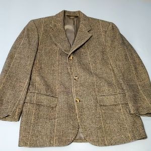 Vintage Brooks Brothers 100% camel hair plaid sport coat 37 short